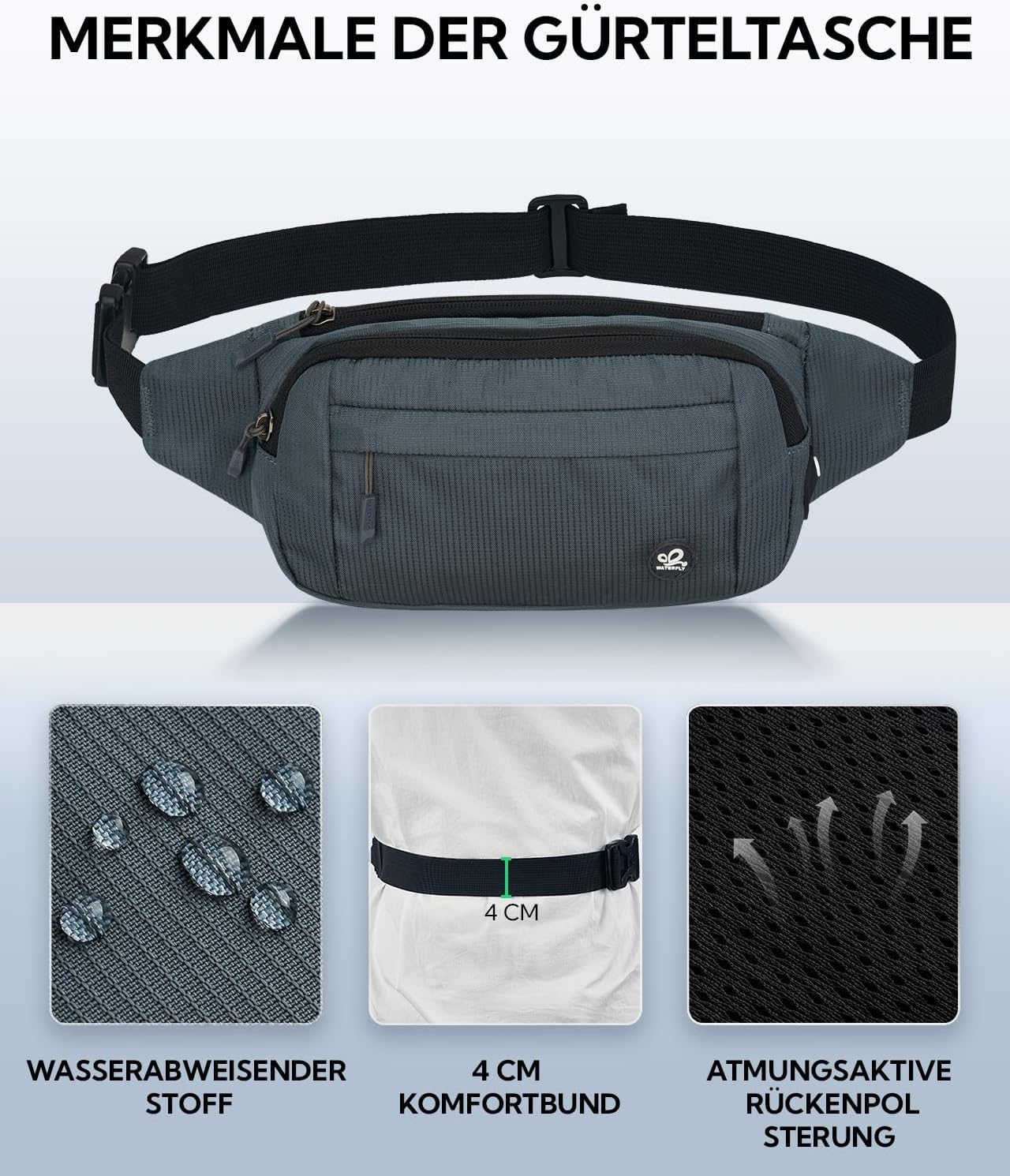 Thumbnail 5 de WATERFLY Bauchtasche Hüfttasche Herren Damen: Klein Gürteltasche Sport Bum Hip Bag Männer Frauen Waist Fanny Pack mit Verlängerungsgurt für Reise Wandern Hundetraining Outdoor Königsblau
WATERFLY Bauchtasche Hüfttasche Herren Damen…