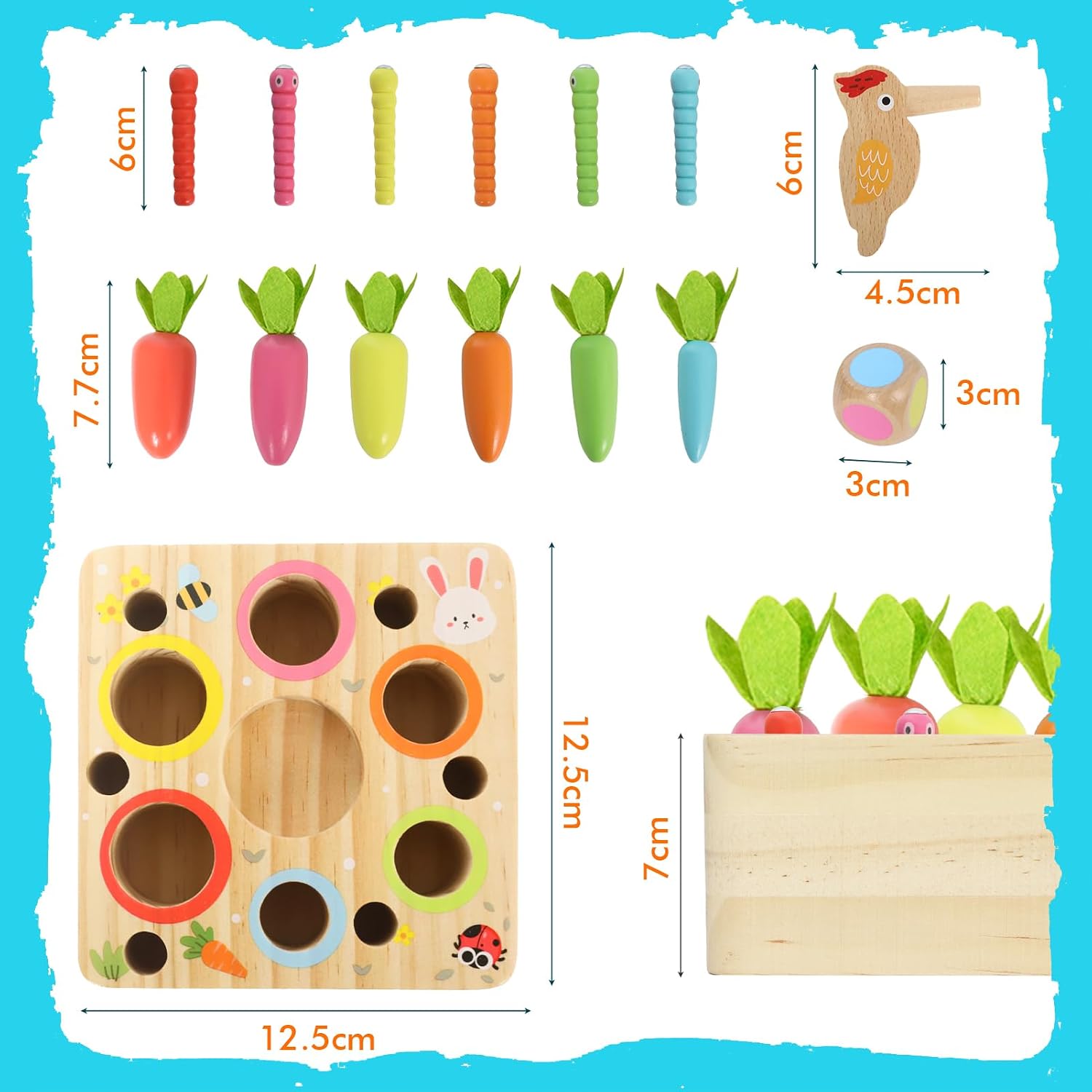 Detalle de Montessori Wooden Carrots Magnetic Toy 12 months