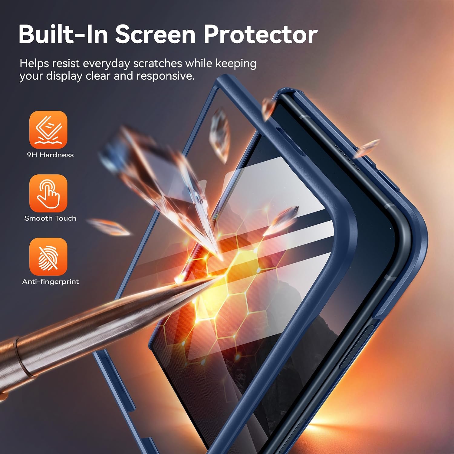 Detalle 2 de BERFY iPhone Duo Case with MagSafe, Blue, Built-In Stand & Screen Protector