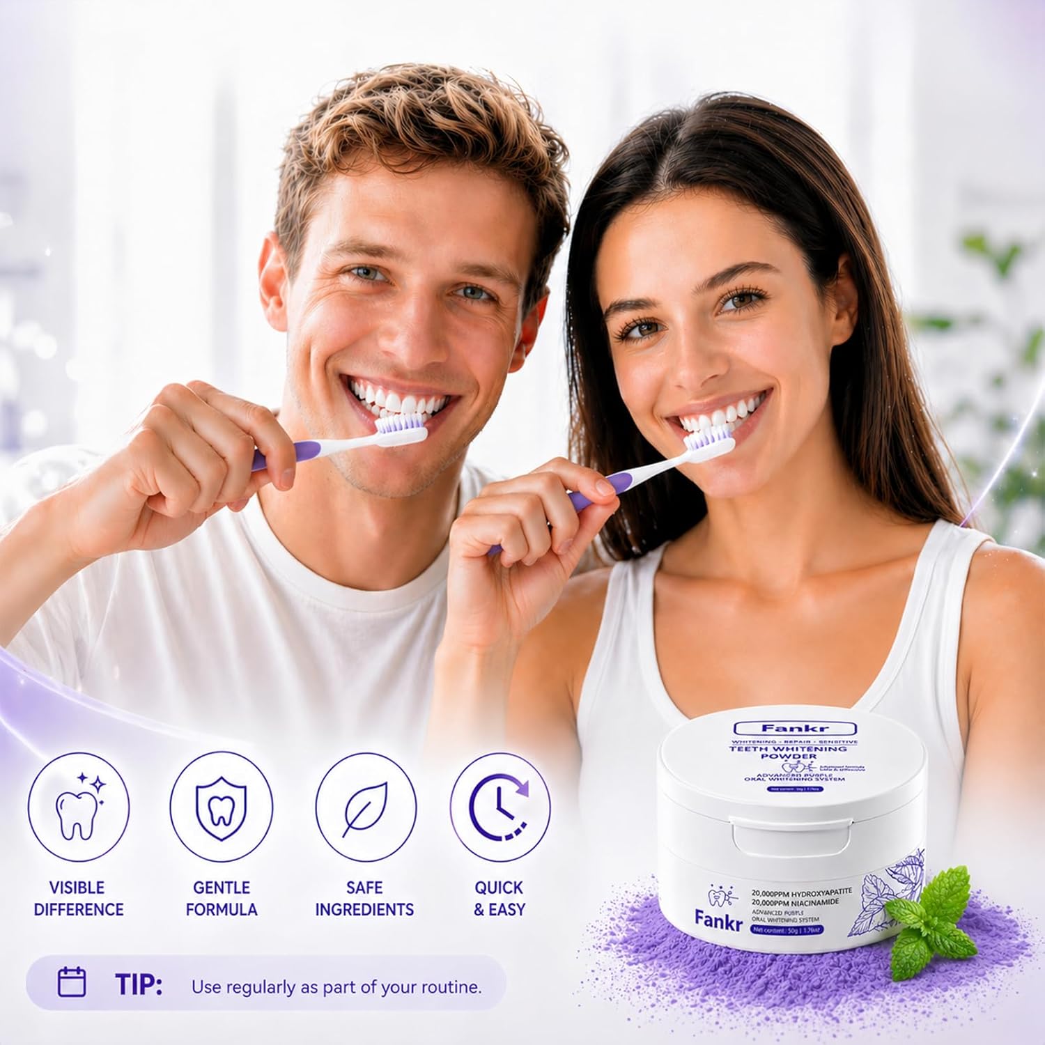 Thumbnail 6 de Teeth Whitening Powder with 20,000ppm Hydroxyapatite & 20,000ppm Niacinamide — Remineralizing Whitening Formula