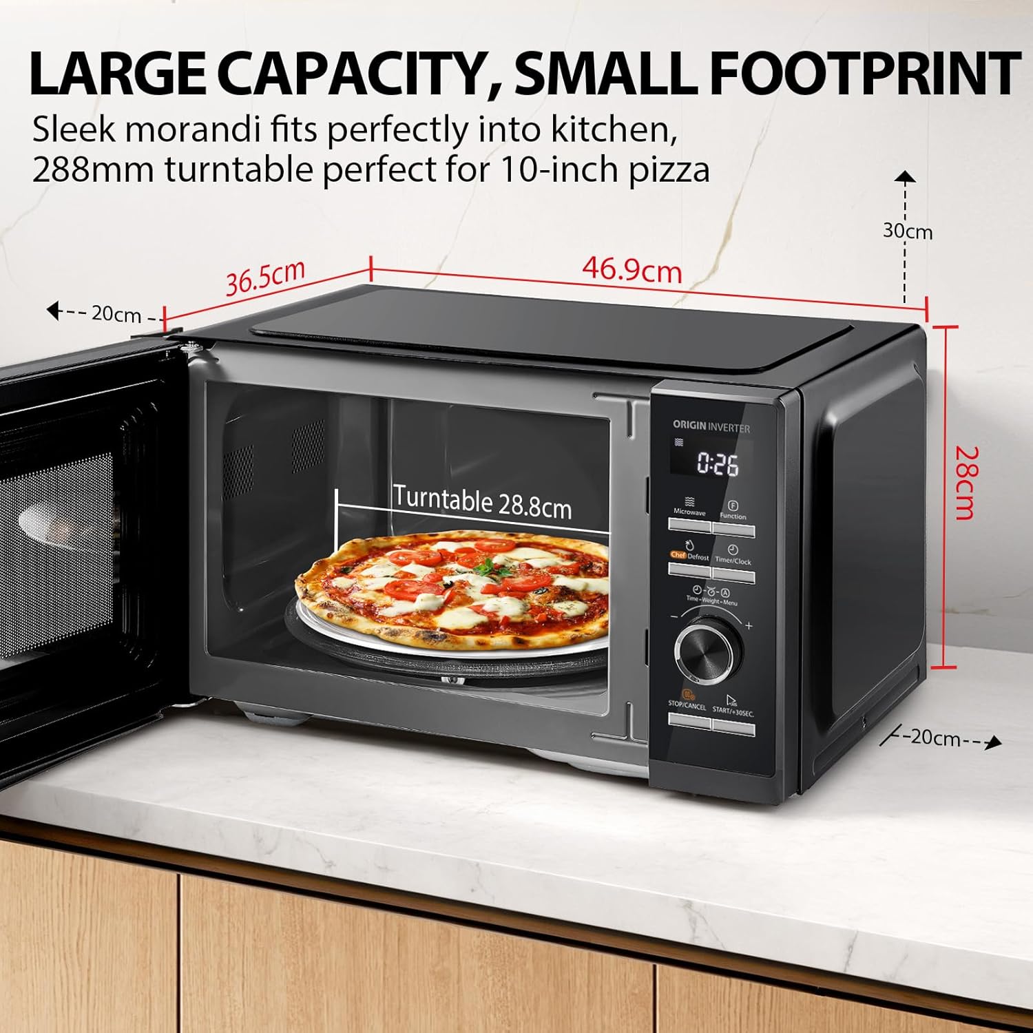 Detalle de Toshiba Black 25L 900W Digital Microwave Oven (MW3-AM25PFI(BK)) with Origin Inverter