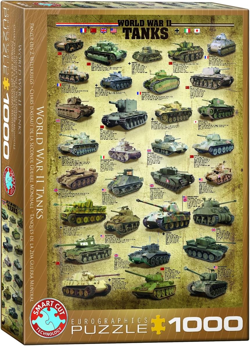 Detalle de Eurographics 6000-0388 World War II Tanks – Puzzle mit 1.000 Teilen