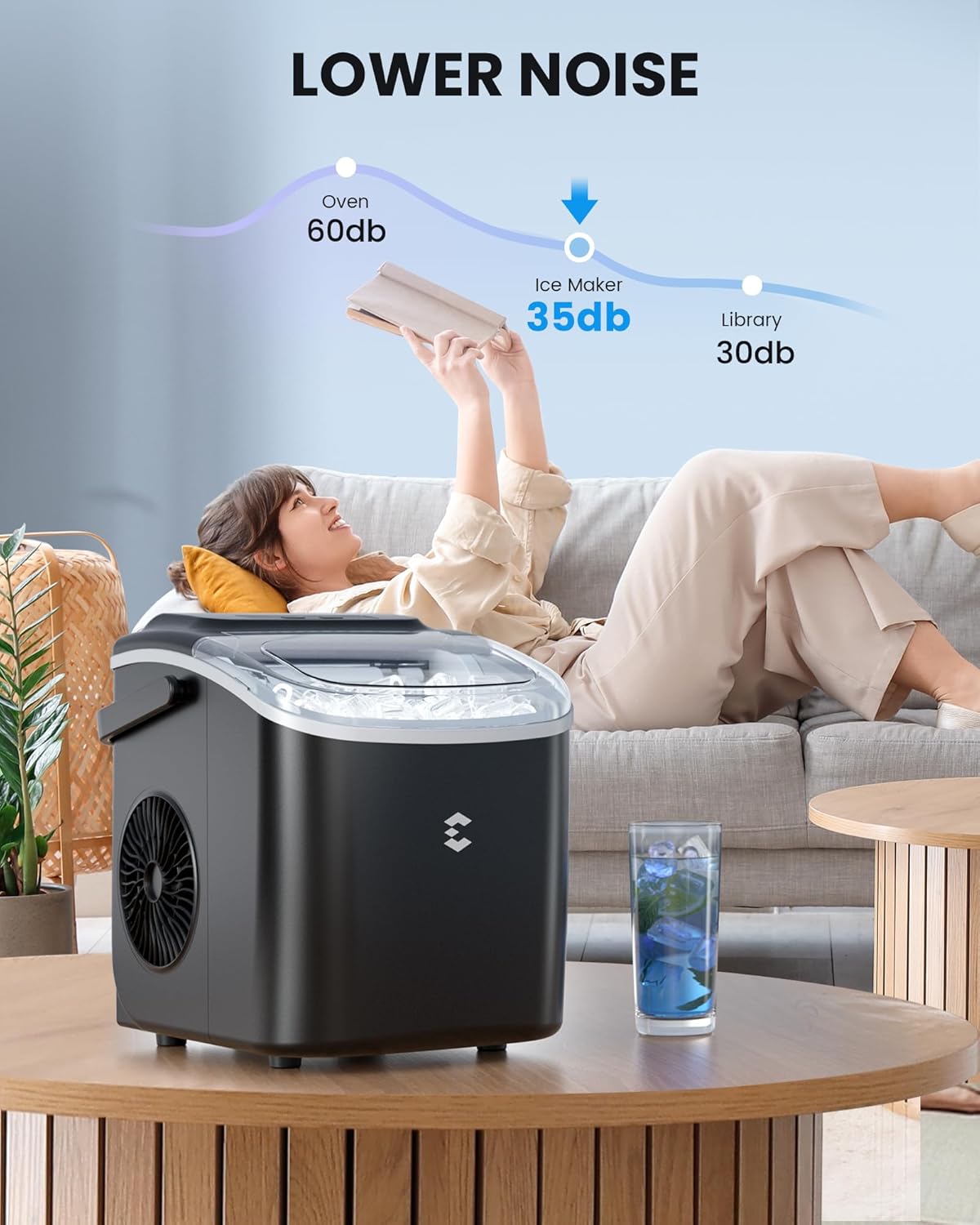 Detalle 2 de EASYERA Ice Maker Machine Countertop – Compact, Quiet and fast 6‑Minute Bullet Ice