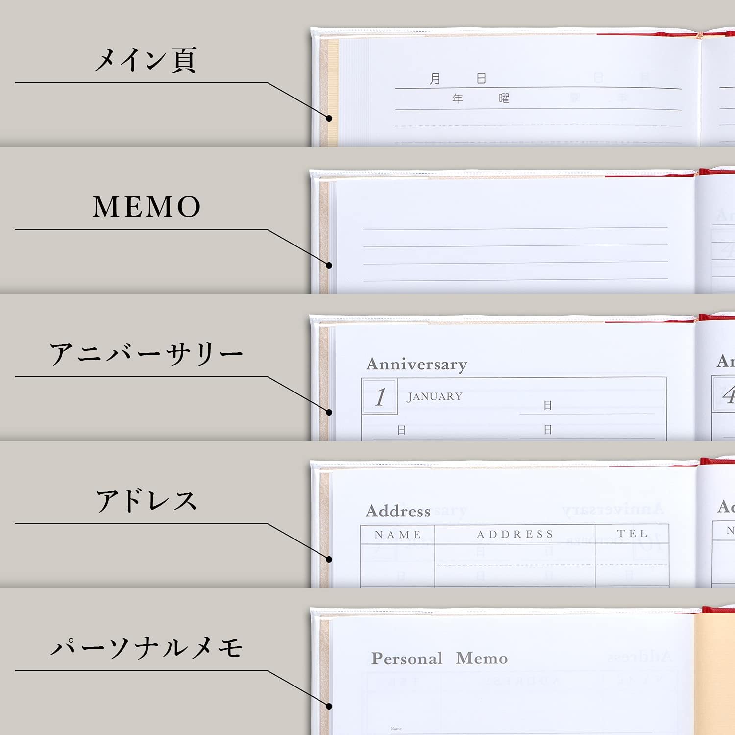 Thumbnail 4 de アピカ D307 3年日記 A5横書き・日付表示なし、1ページに3年分を記録