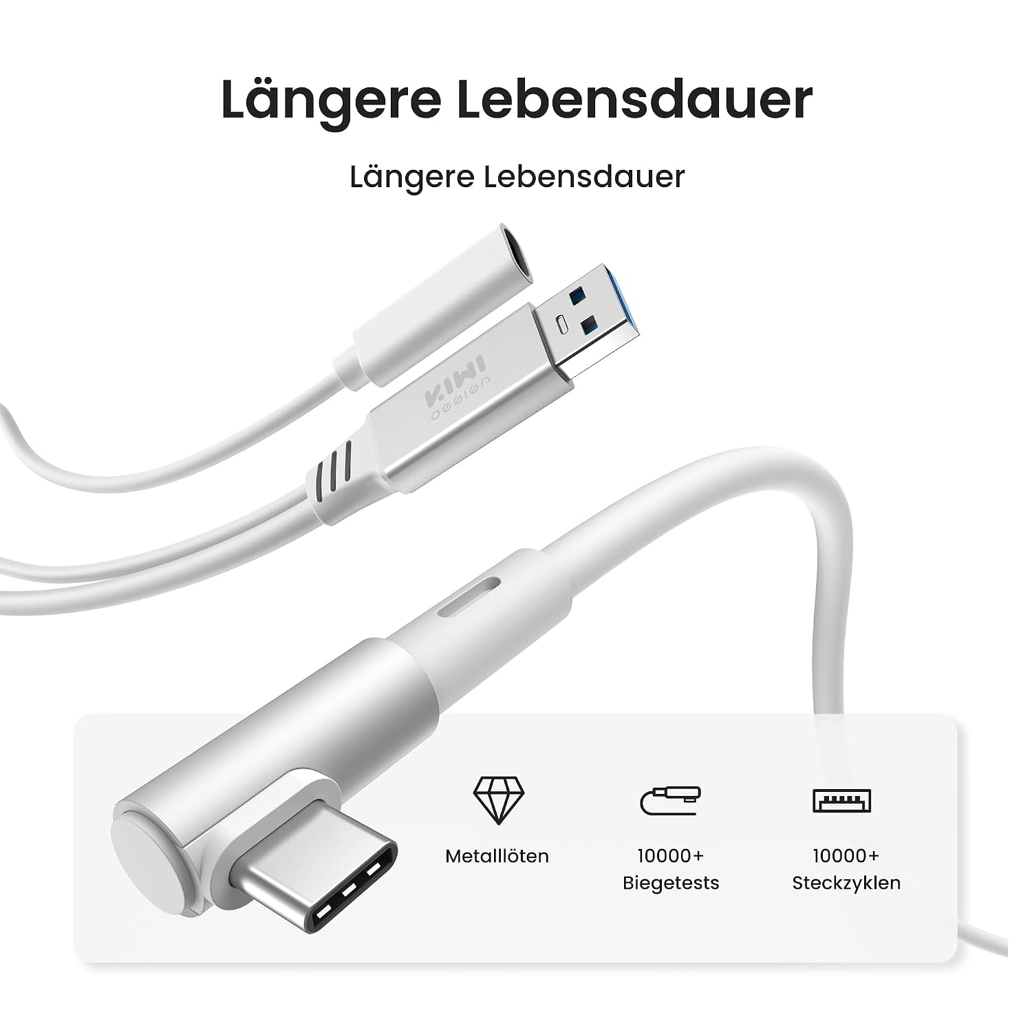 Detalle de KIWI design Link-Kabel mit Ladefunktion, 5 m – USB 3.0 zu USB‑C für Meta Quest 3/3s/2/Pro und Pico 4