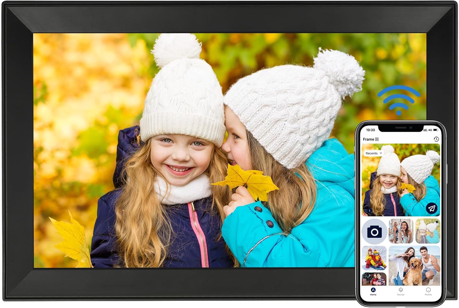 Detalle de AiMOR Digitaler Bilderrahmen 15,6 Zoll: WLAN, 64 GB Speicher, automatische Drehrichtung