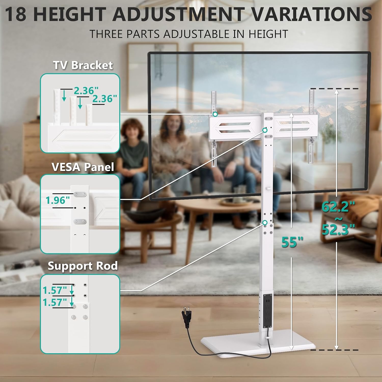 Thumbnail 4 de WALI TVDVD-7PW Floor TV Stand 110 lbs