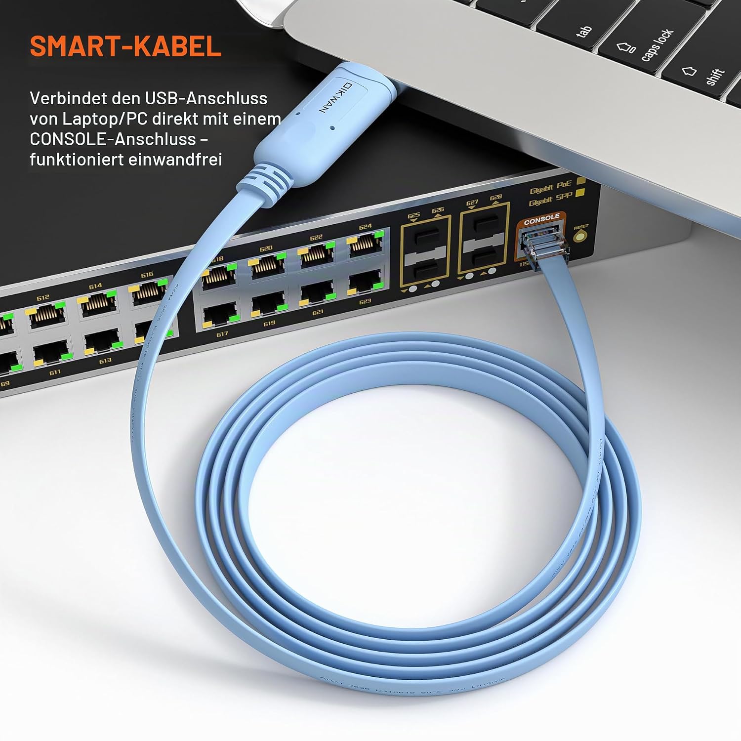Detalle de OIKWAN USB-auf-RJ45 Konsolenkabel – 2er-Set für Router und Switches