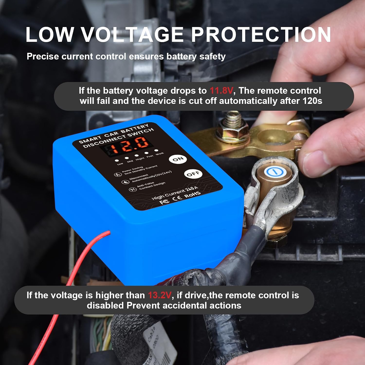 Detalle de Mtchavno Stacca Batteria 12V con telecomando: protezione antifurto e spegnimento remoto per veicoli