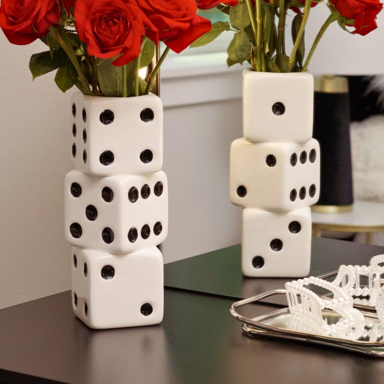 Thumbnail 5 de Vase triple dĂ© Reimagine Discovery Corps Blanc Pois Noirs đ
