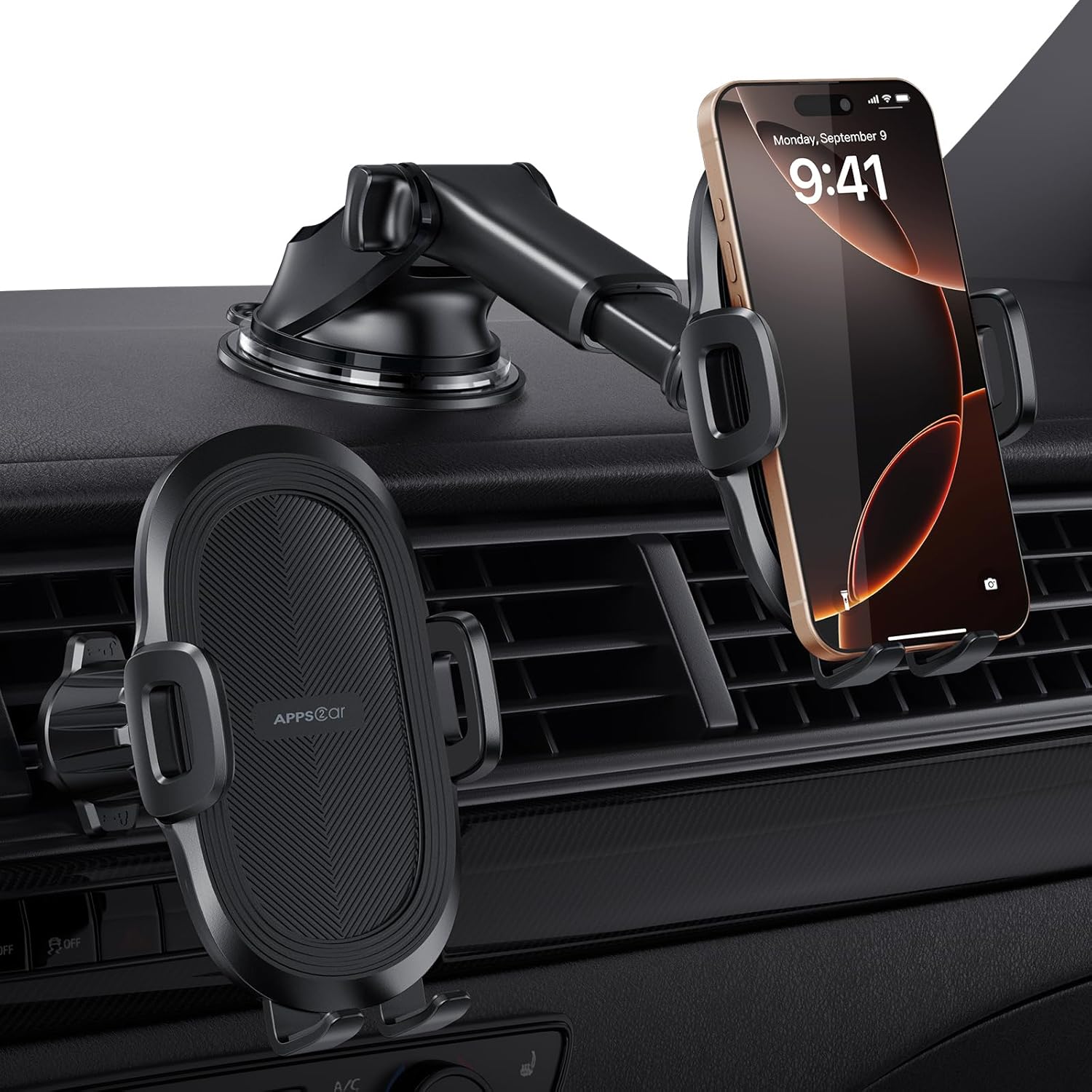 Detalle de APPS2Car Car Phone Holder: 360° Dashboard or Windscreen Mount with Suction