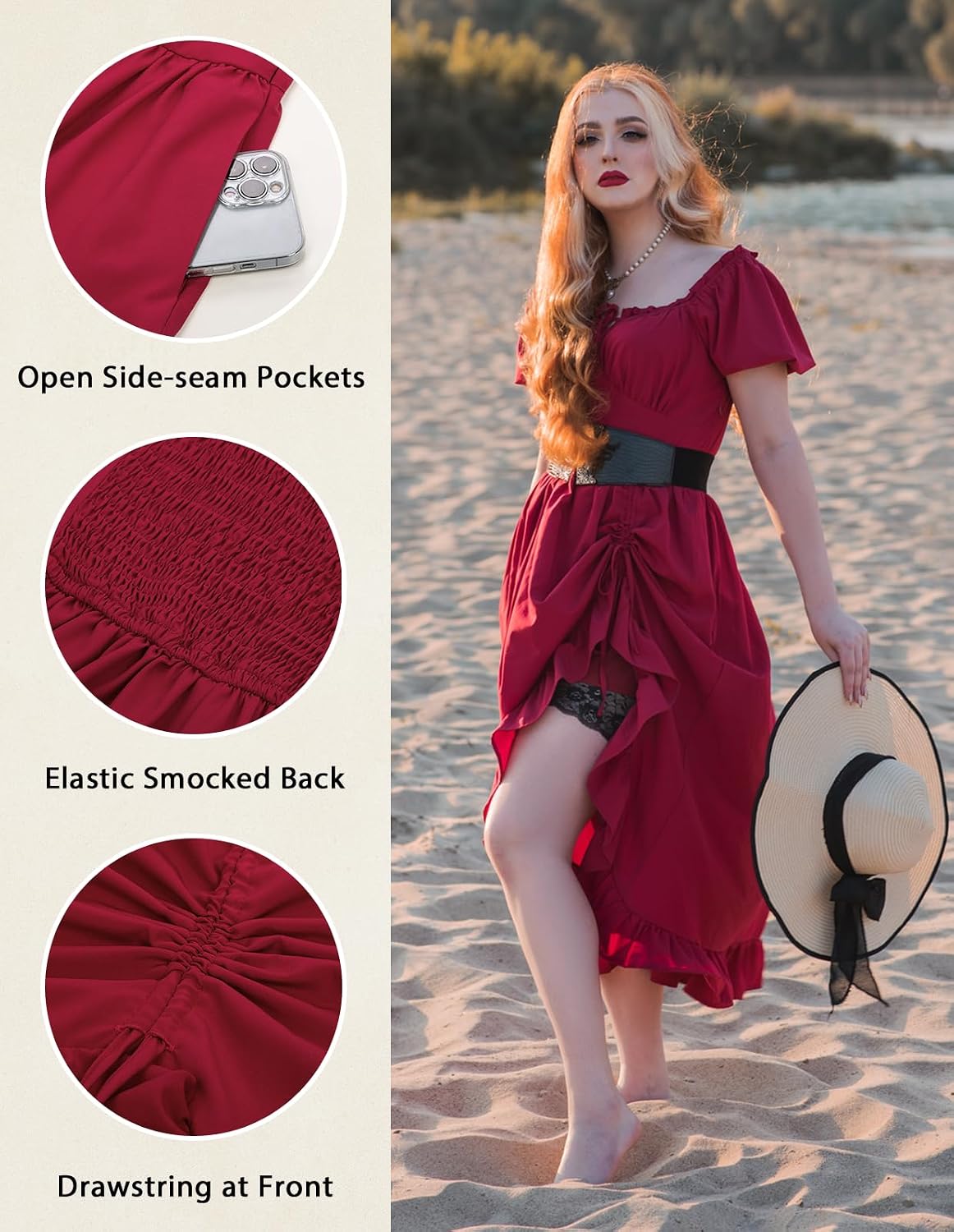 Detalle 2 de Scarlet Darkness Renaissance Dress
