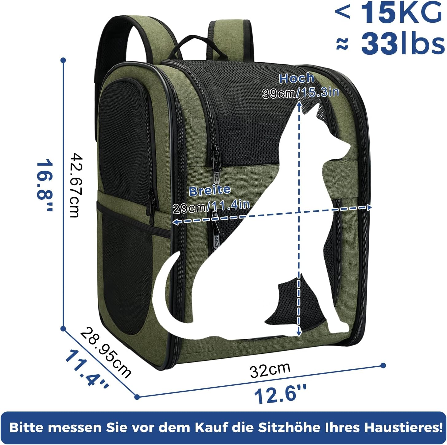 Detalle de apollo walker HundeRucksack und KatzenRucksack für Kleine Haustiere – Gepolsterter Rückenstütze, belüfteter Tierrucksack 2–15 kg