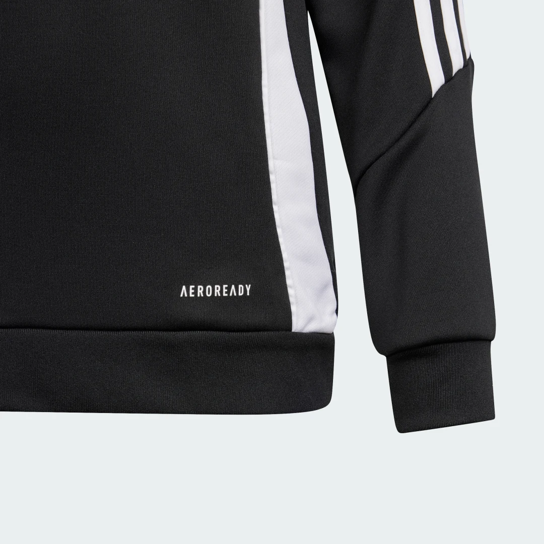 Detalle de Adidas Tiro 24, sudadera con capucha negra para adolescentes