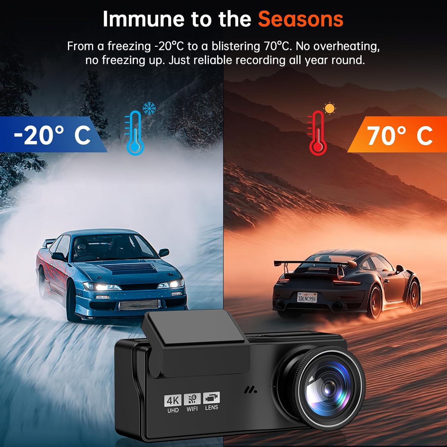 Thumbnail 6 de Veement Dash Cam Front and Rear Camera – 4K+4K Dual Channel with Wi‑Fi6, 64GB SD Card, Night Vision and 24H Parking
