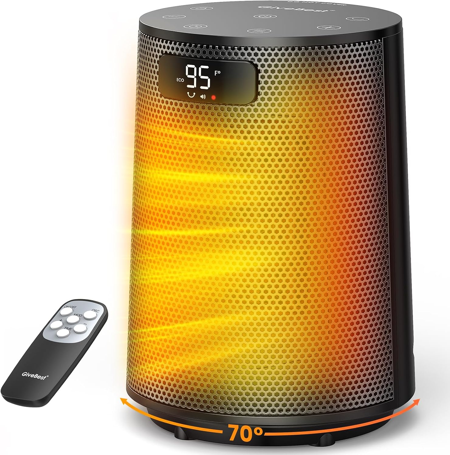 Detalle de GiveBest PT910EO Space Heater, 1500W PTC, 70° Oscillation & Remote