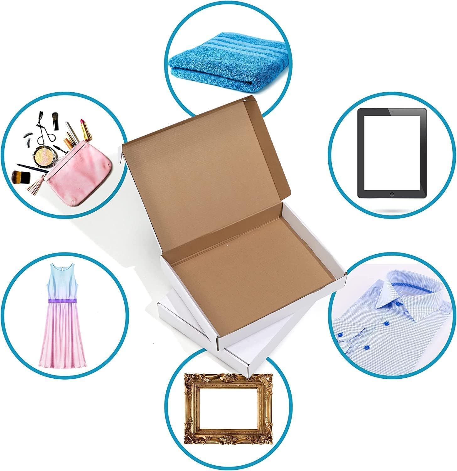 Thumbnail 5 de Horlimer 25 Pack Shipping Boxes (13 x 10 x 2 inches) White Corrugated Cardboard Mail Boxes