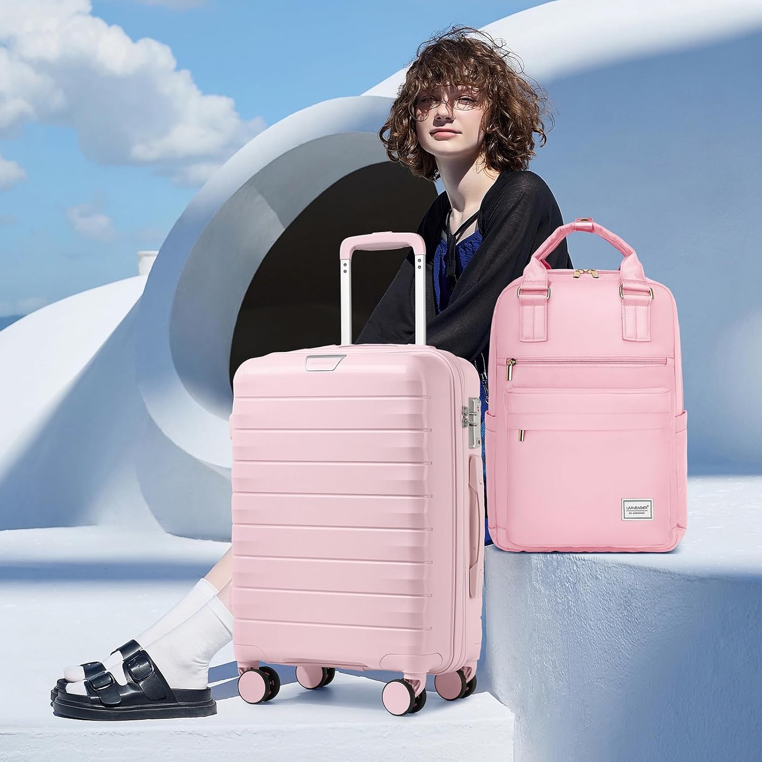 Detalle 2 de LARVENDER 3-Piece Hardside Luggage Set 20in