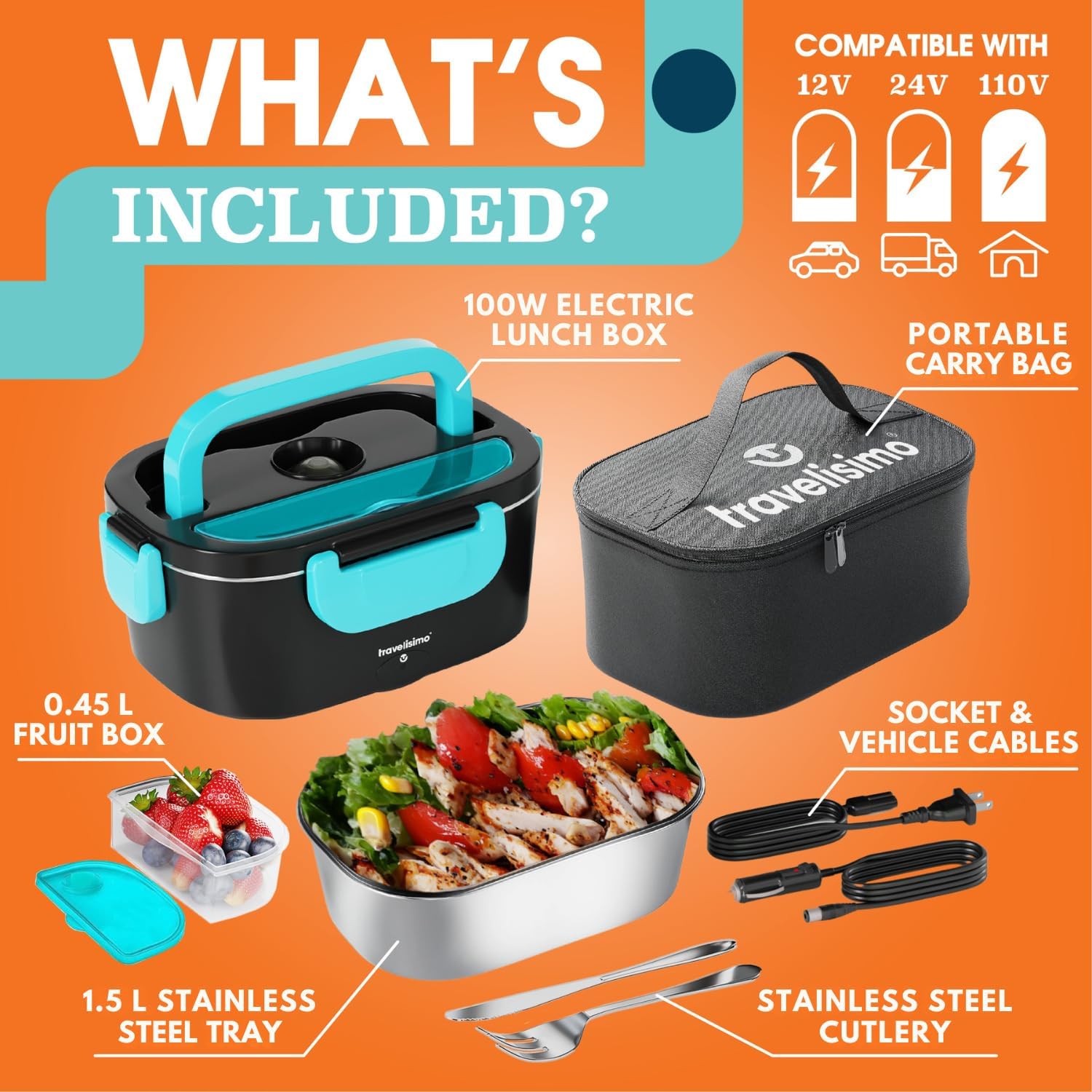 Thumbnail 4 de TRAVELISIMO 80W Electric Lunch Box for Adults 🍱