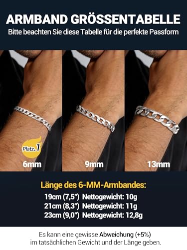 Thumbnail 1 de PROSTEEL Armband Panzerkette Edelstahl 19 cm, 6 mm – Silber