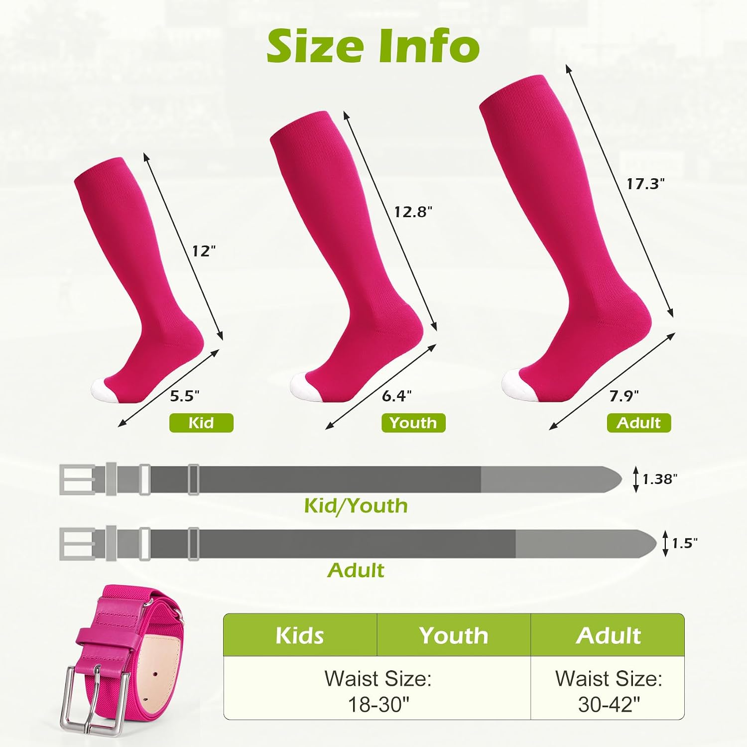 Detalle 2 de XZQTIVE Baseball Socks and Belt Set Nylon