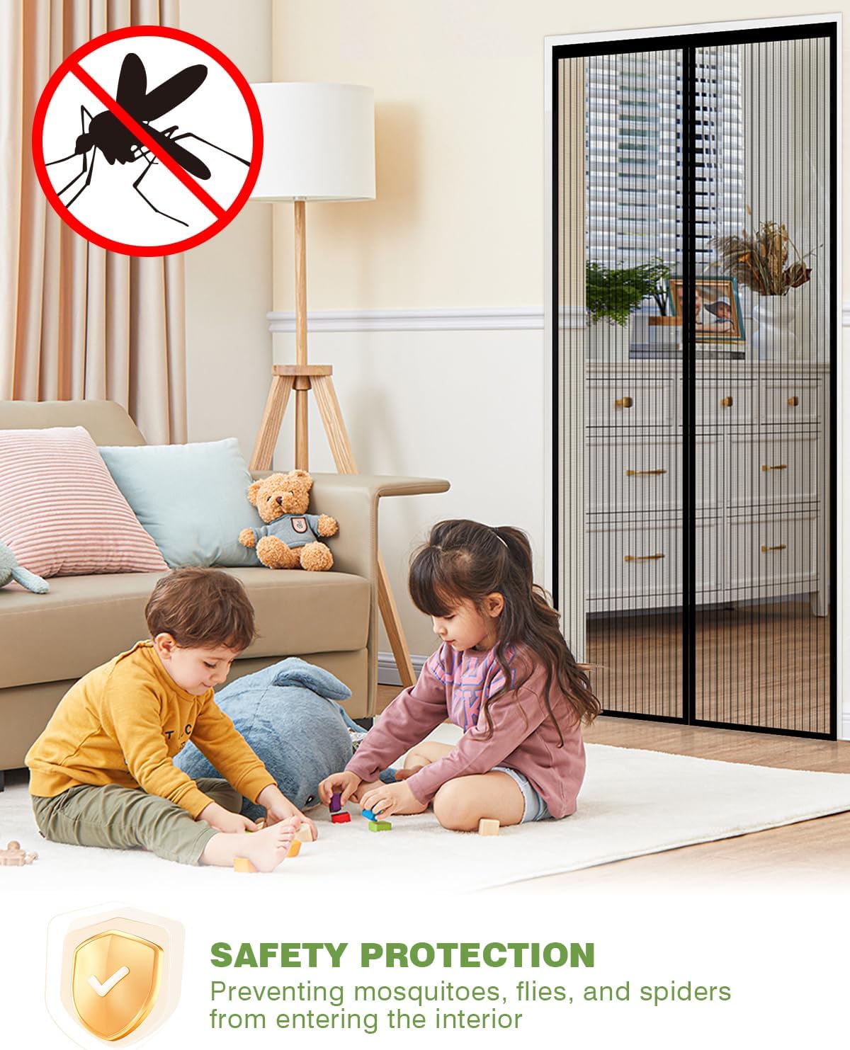 Thumbnail 3 de Auxmir Zanzariera Magnetica 100 x 230 cm: tenda anti insetti con chiusura automatica a calamite