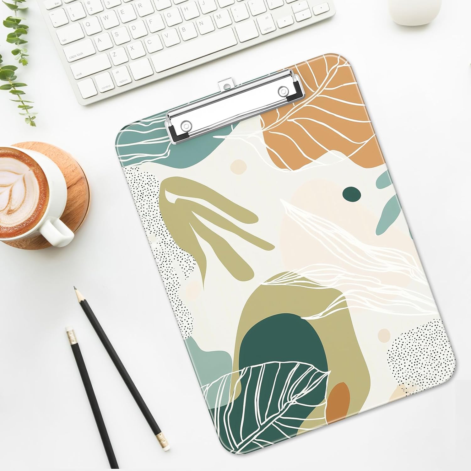 Thumbnail 6 de Luminzo Klemmbrett aus Kunststoff mit Metallklammer – A4/Letter, Boho Leaves