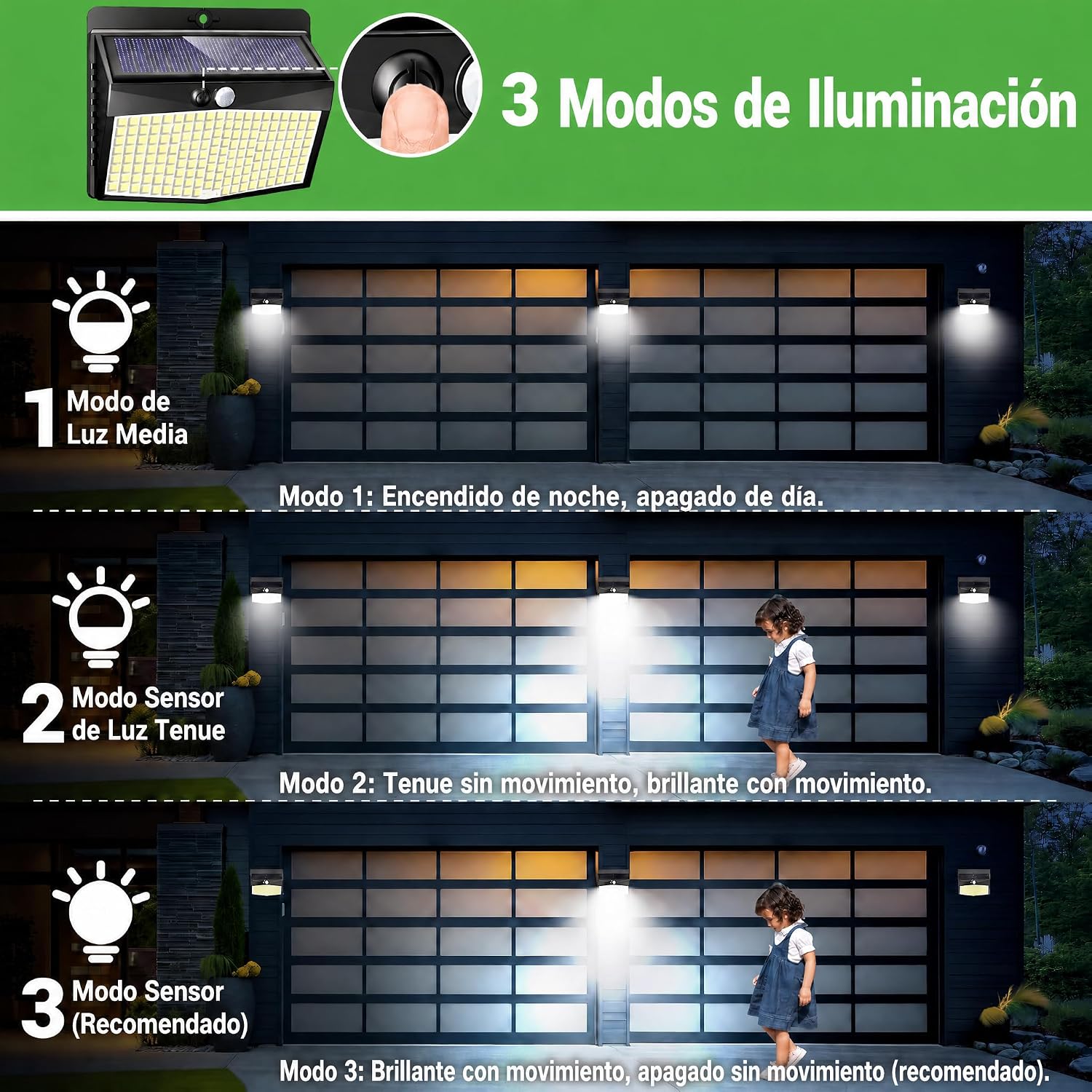 Thumbnail 1 de nipify Luz Solar Exterior 2 Focos Sensor