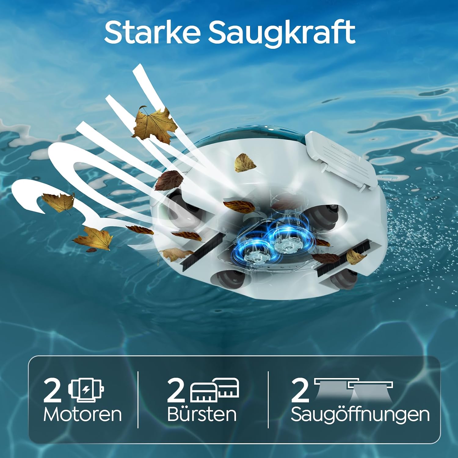 Thumbnail 6 de BRINBO S2 Poolroboter – Kabelloser Reinigungshelfer für flache Becken bis 80 m²