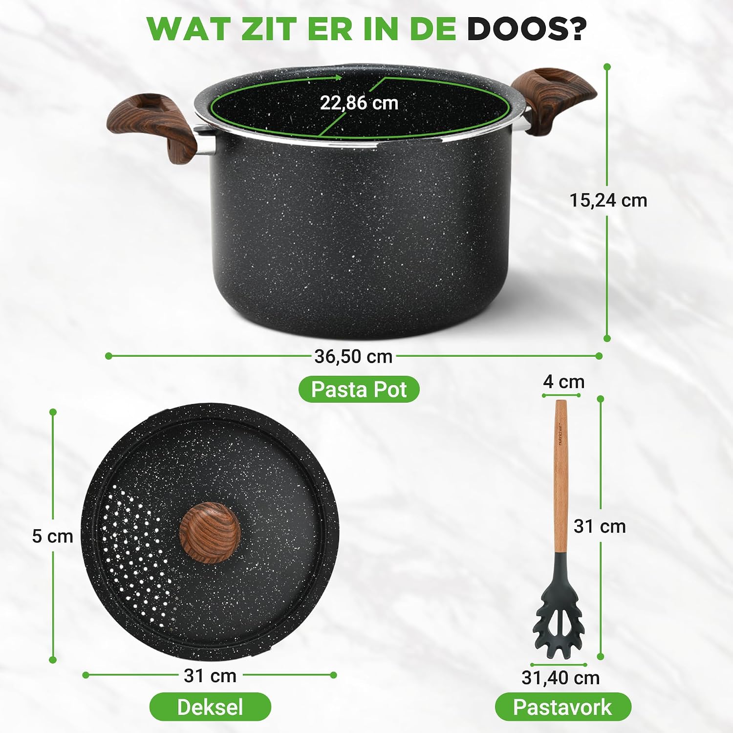 Thumbnail 6 de NutriChef NCMK2217 pastapan 5,1 liter met vergietdeksel en antiaanbaklaag