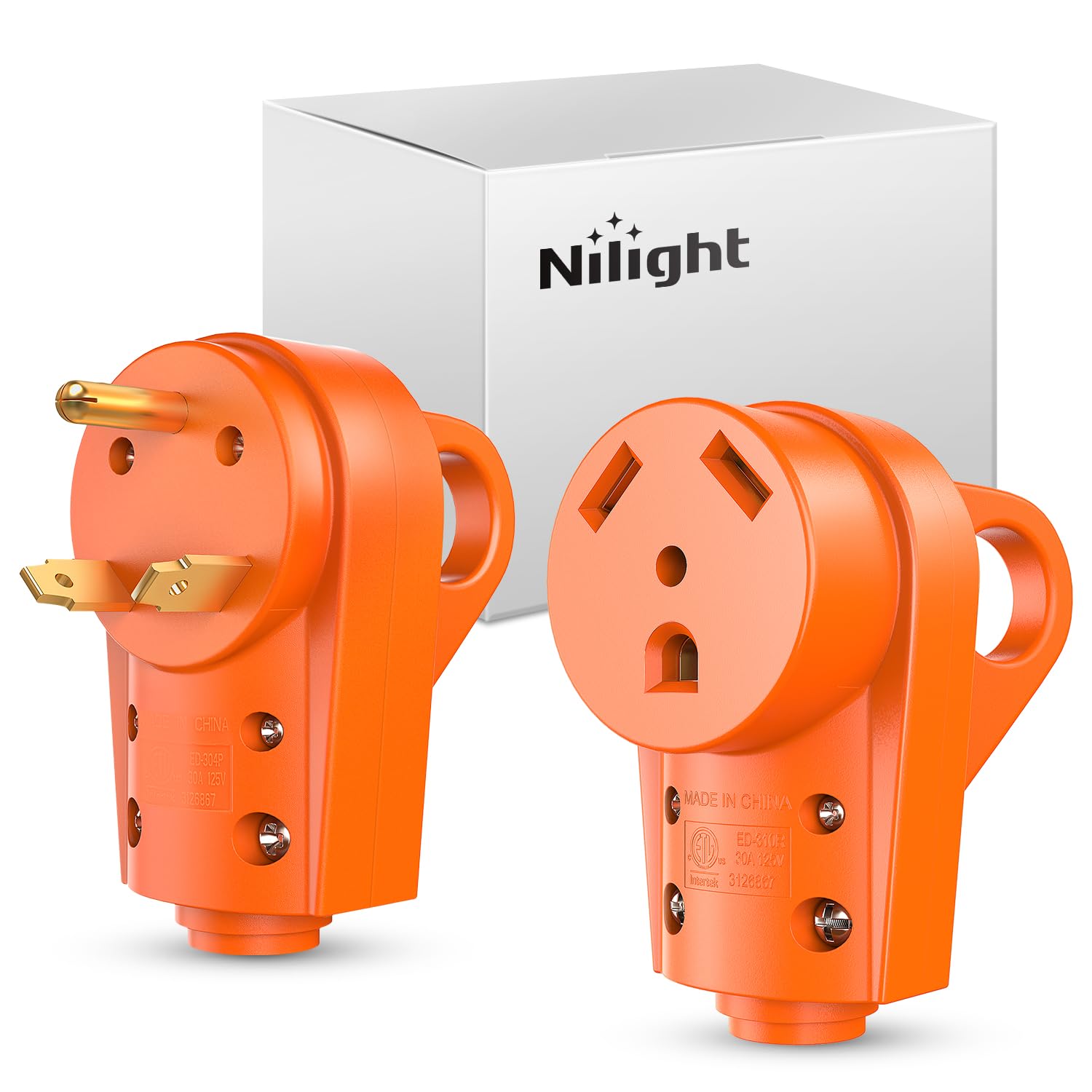 Detalle de Nilight 50392RV 30-Amp RV Plug Set, TT-30P/TT-30R, ETL Listed