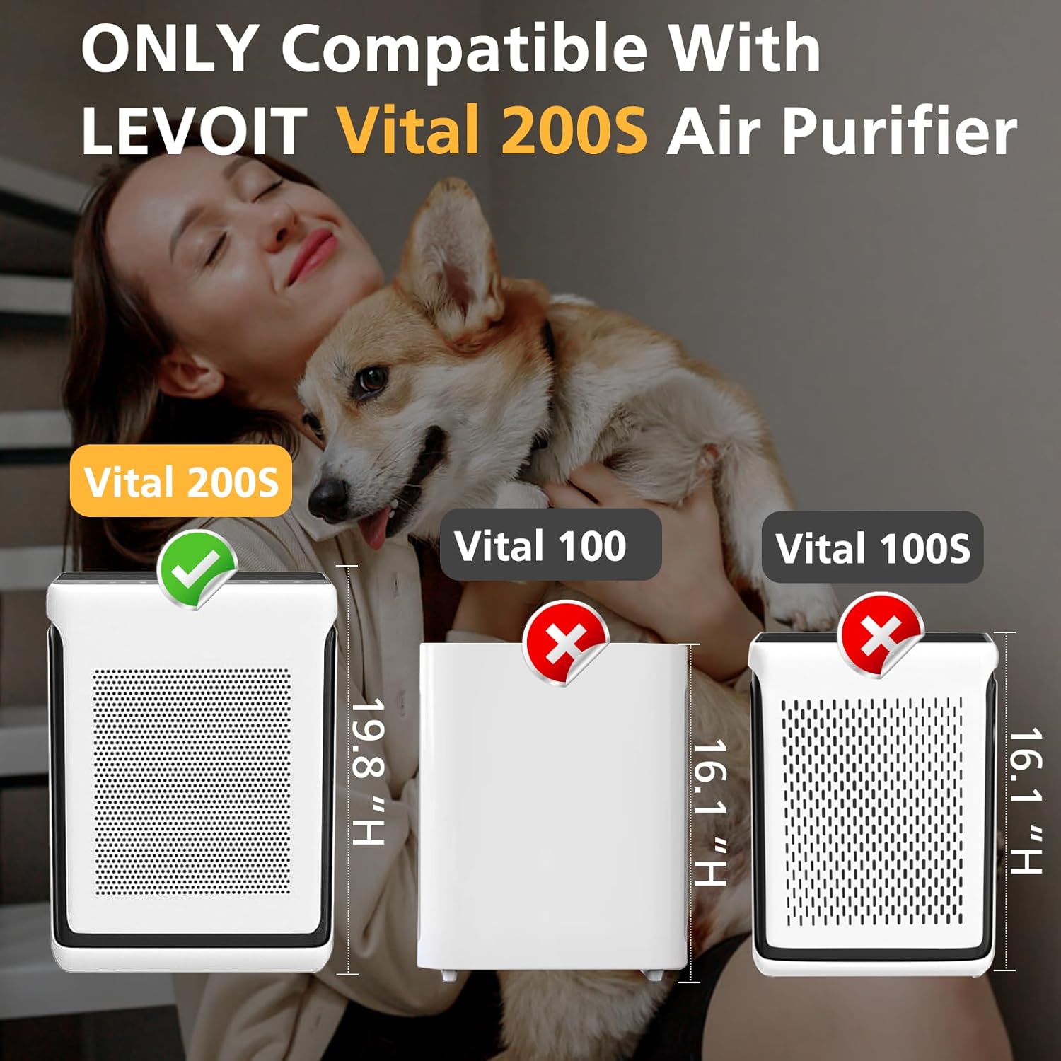 Thumbnail 2 de isinlive Vital 200S Pet Care Replacement Filter (Vital 200S-RF-PA) for Levoit Vital 200S/200S-P, HEPA + Activated Carbon, 2-Pack (Yellow)