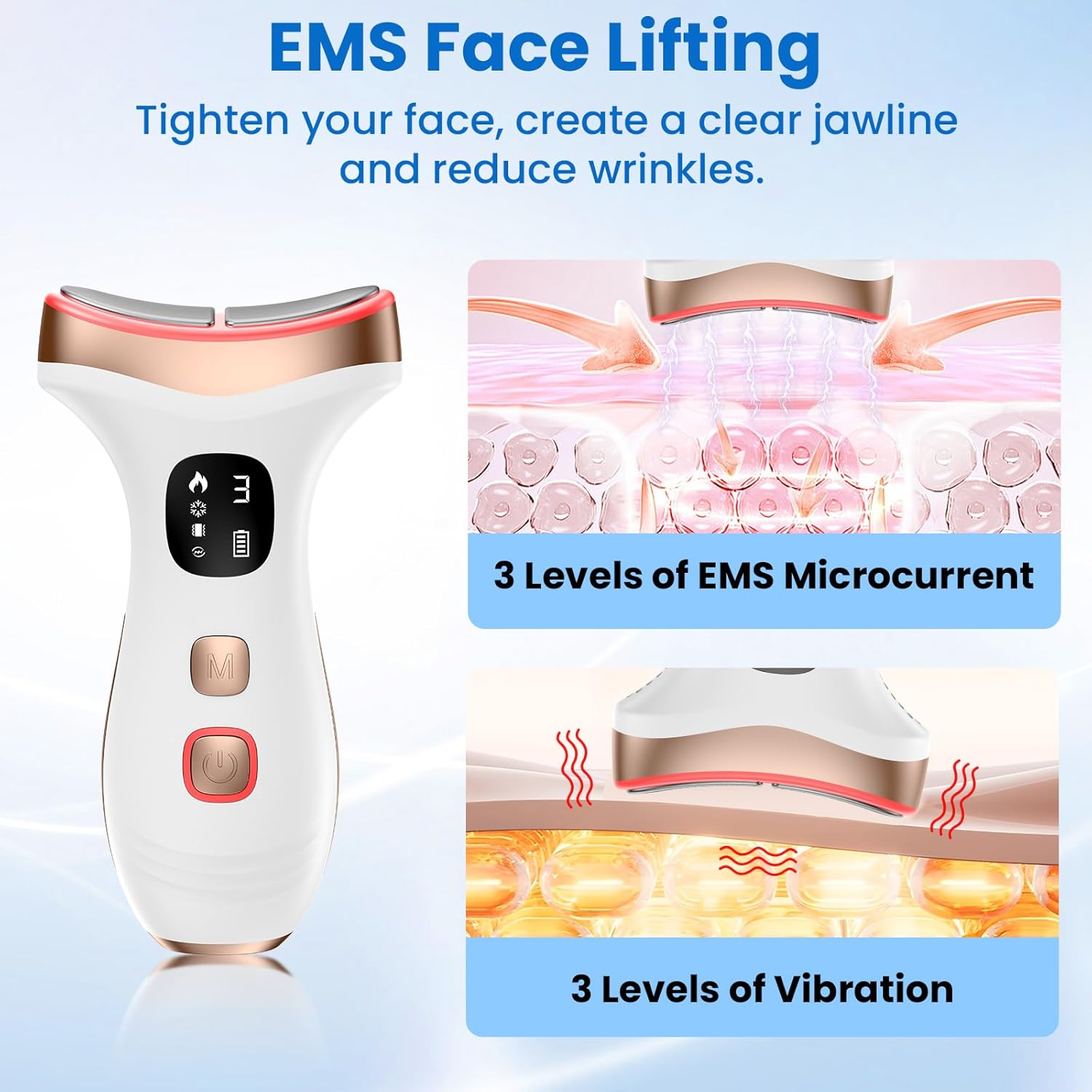 Detalle de PKBD EMS LED face massager heat 45°C
