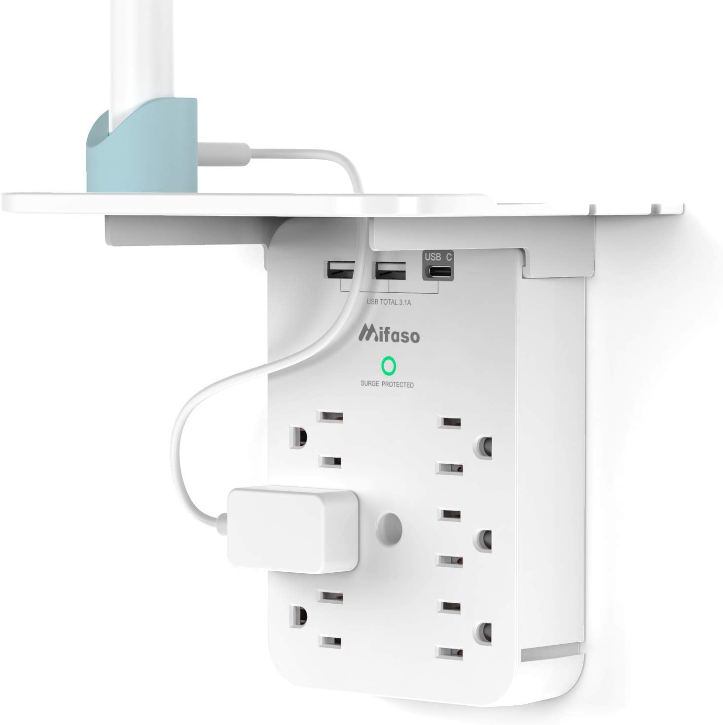 Detalle de Wall Outlet Extender with Surge Protector 490J