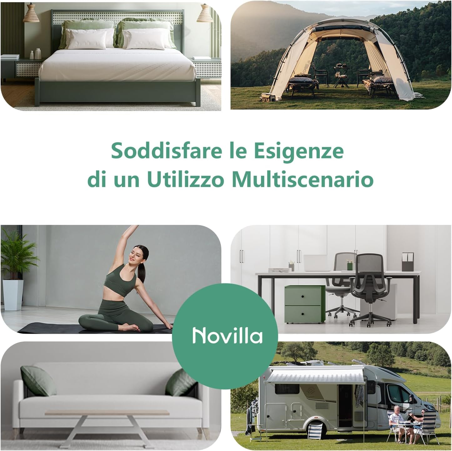 Thumbnail 5 de Novilla Materasso Topper 80x190 7.5 cm – Coprimaterasso in schiuma di fibra, elastiche dagli angoli, assorbente e traspirante
