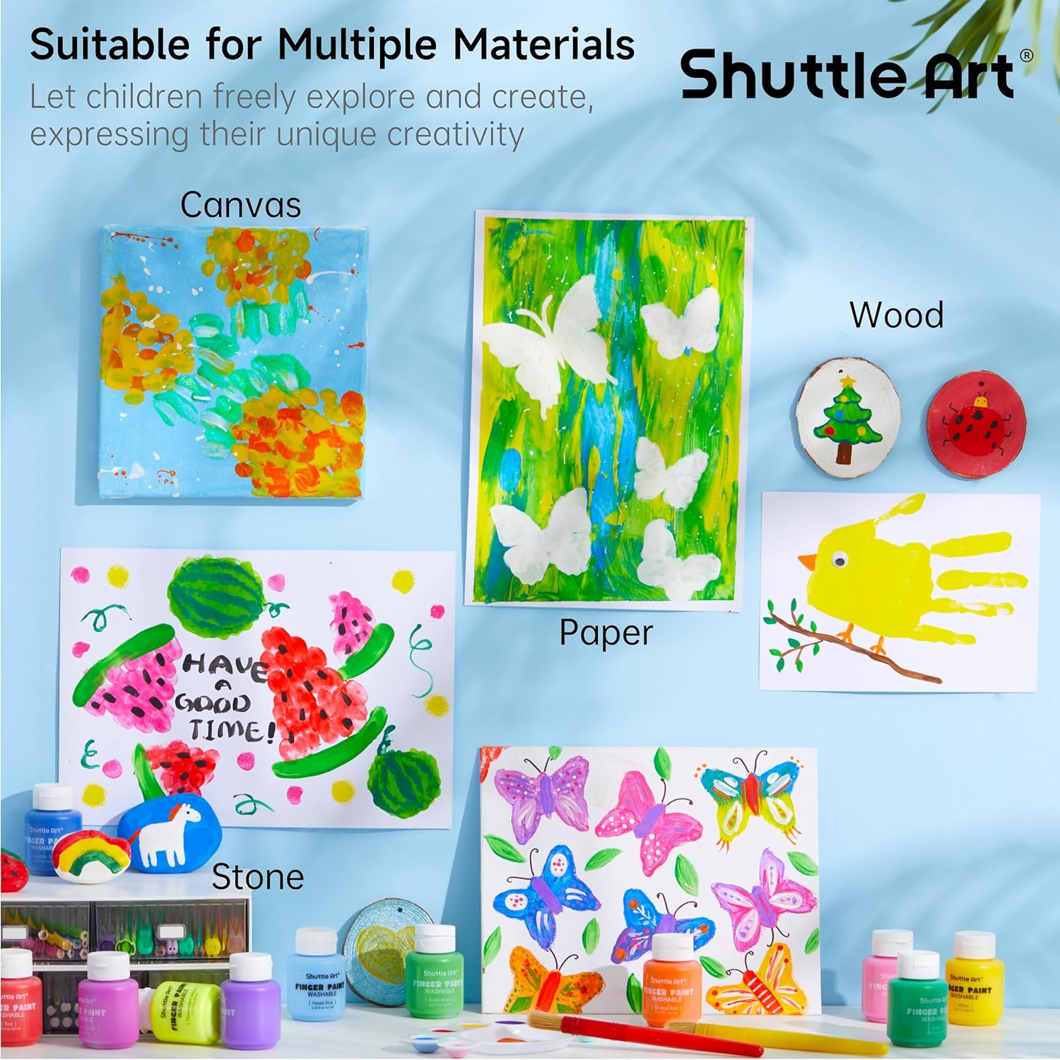 Thumbnail 4 de Shuttle Art Fingerfarben Kinder ungiftig – 15 Farben, 60 ml, waschbare Fingerfarben für Kinder