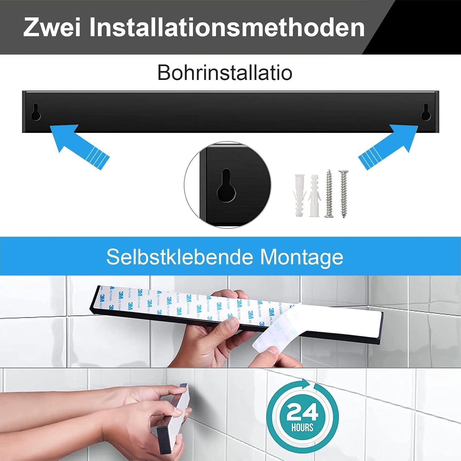 Thumbnail 6 de trhillsbrad 50cm, Black magneetstrip voor messen, zwart en zelfklevend