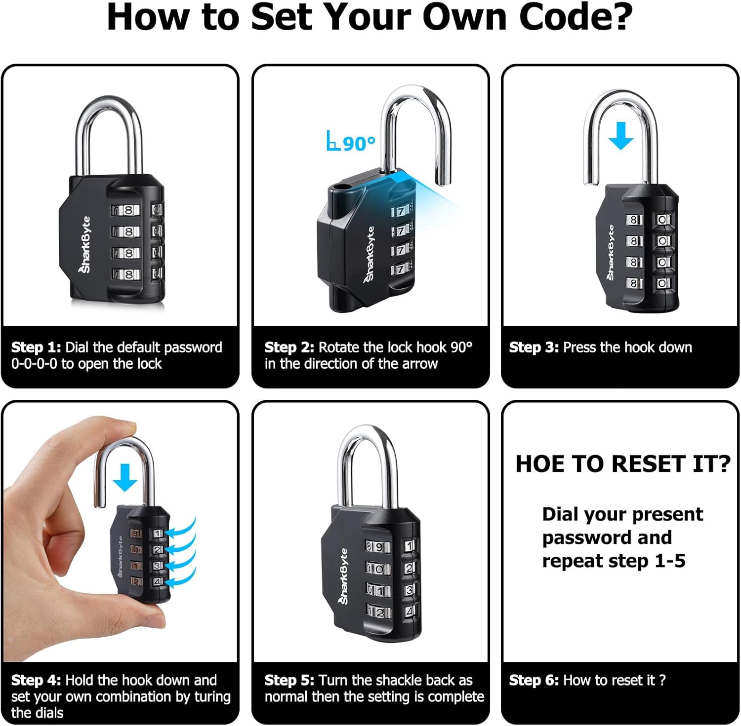 Thumbnail 6 de SharkByte 2-Pack Heavy Duty 4-Digit Padlocks
