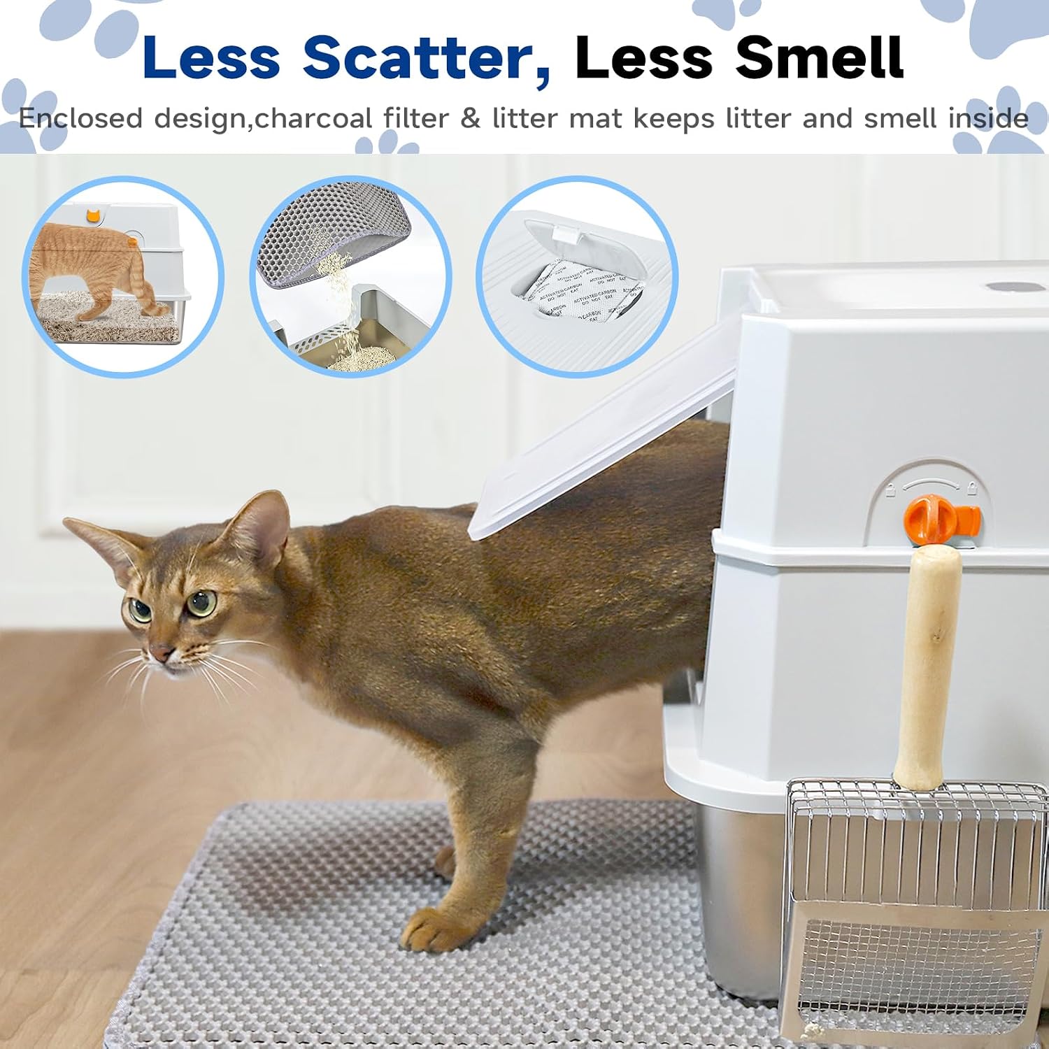 Detalle de TTT TENTIZON PT003-GY-00 Stainless Steel Covered Cat Litter Box, XL