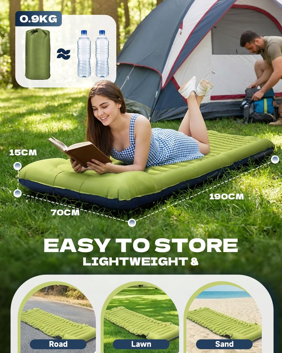 Thumbnail 3 de Rgaden Single Camping Mattress with Integrated Pillow and Foot Pump