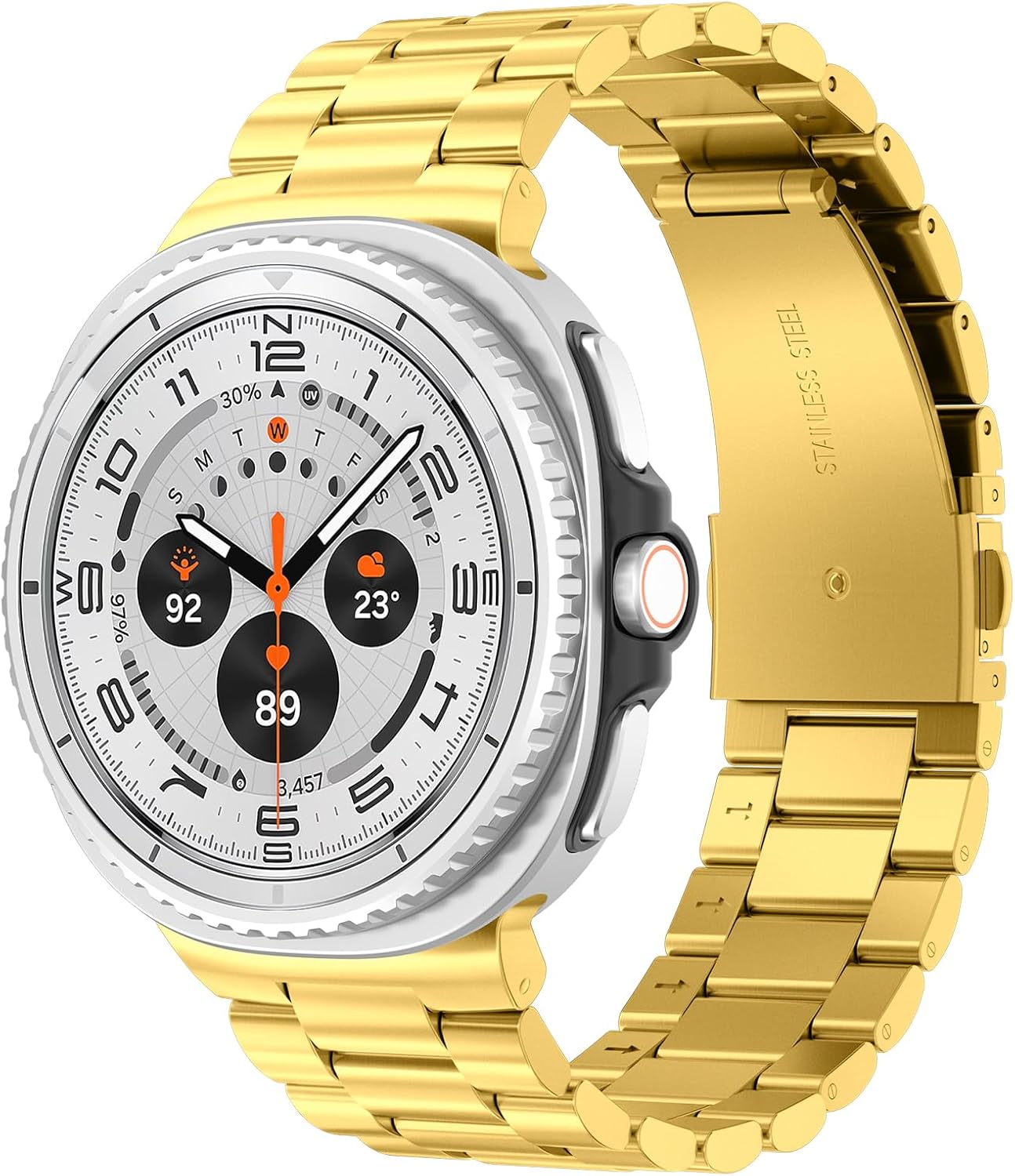 Detalle de LEIXIUER Metal Strap for Samsung Galaxy Watch 8 & Classic 46mm — Titanium Stainless Steel with Folding Clasp