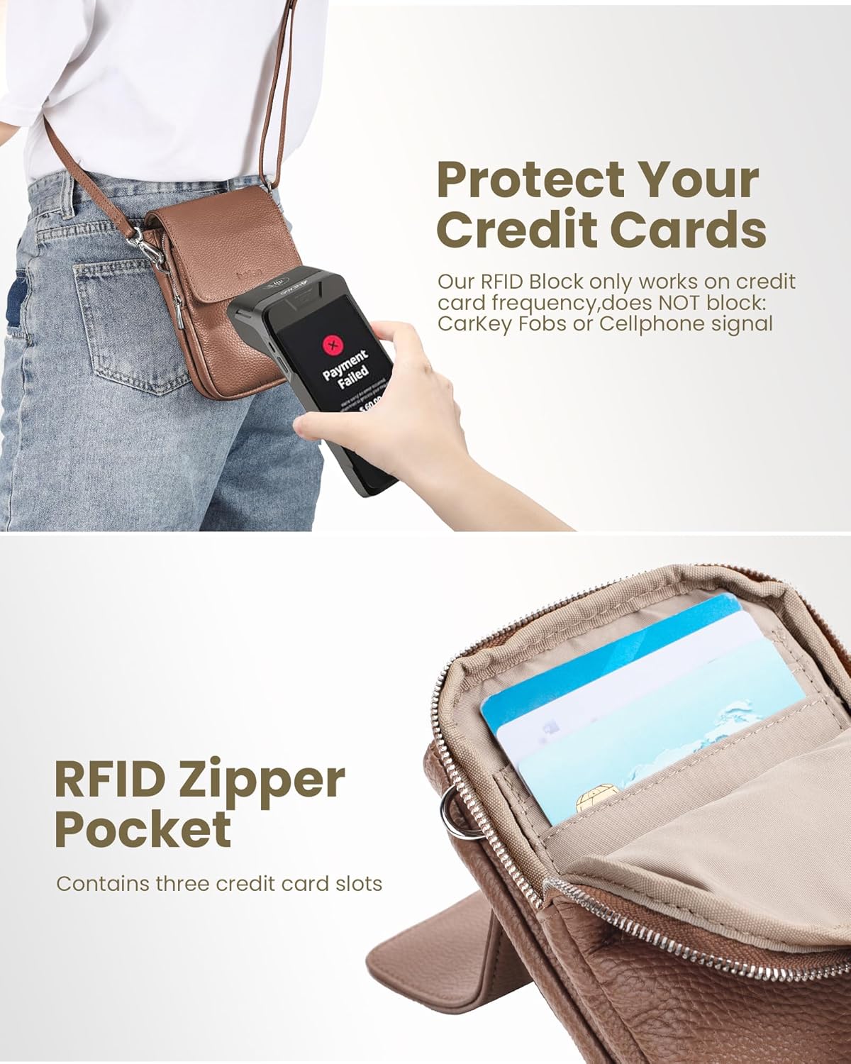 Thumbnail 2 de befen Genuine Leather Crossbody Bag for Women: Small RFID-Blocking Phone Bag