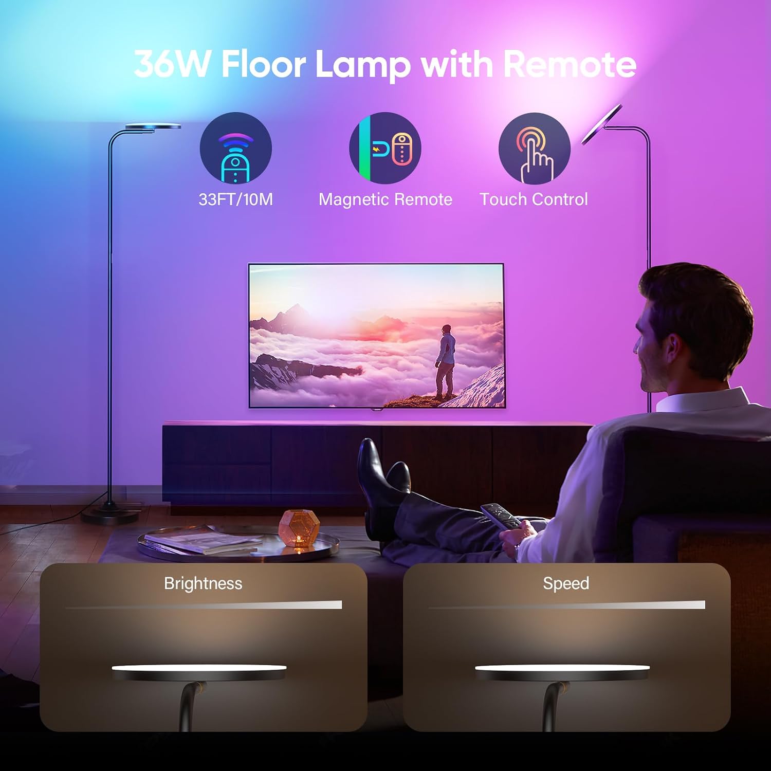Detalle 2 de SIBRILLE 36W lámpara de pie LED regulable RGB 🛋