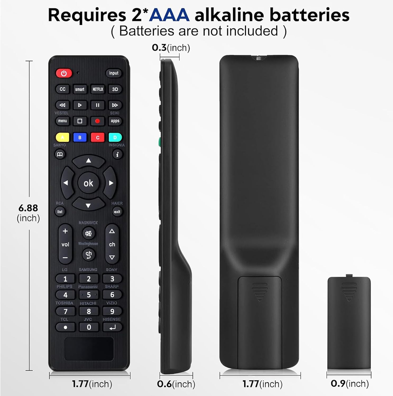 Detalle 1 de Universal Remote Control for Samsung, LG, Sony, Vizio, Hisense, Insignia, Toshiba, JVC, Philips, Sanyo, Sharp, Panasonic (All Series TV)