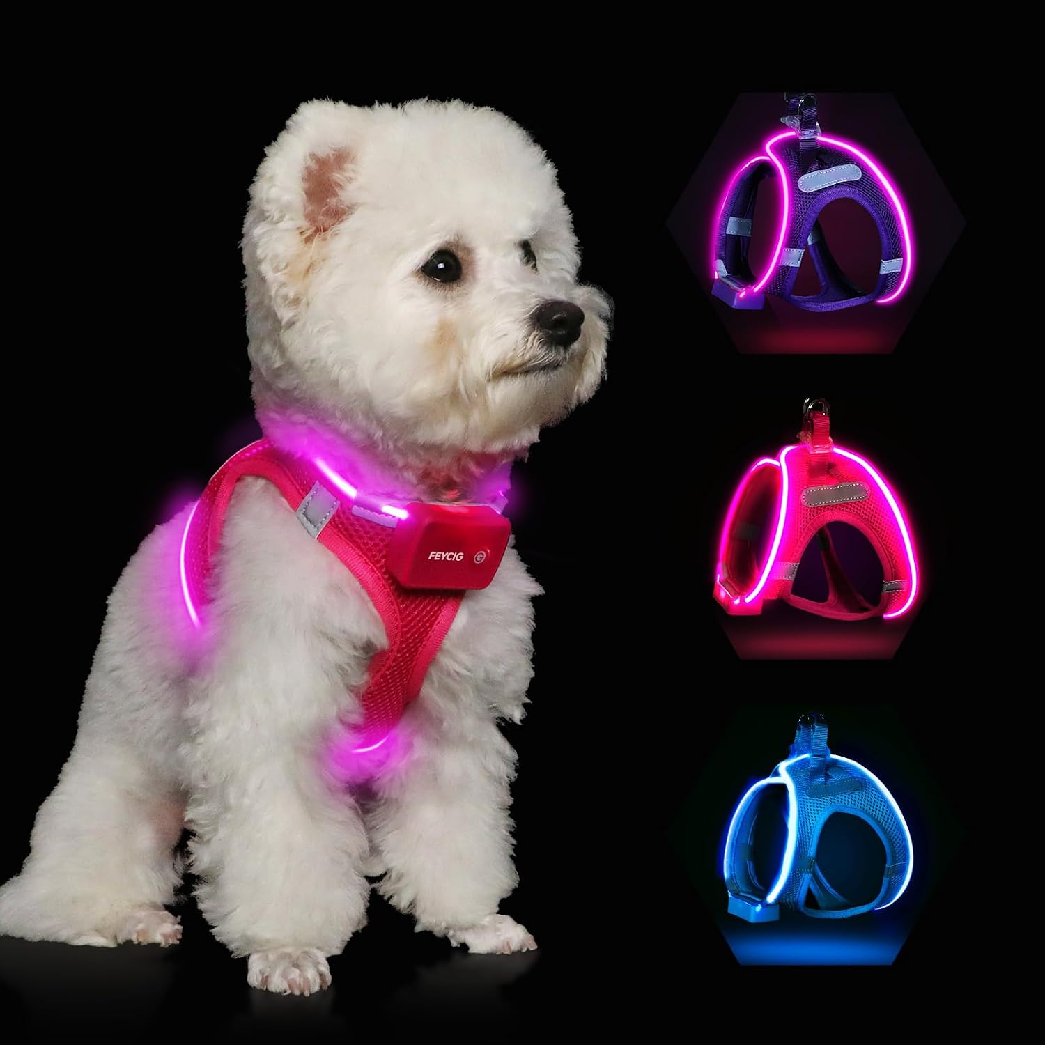 Detalle de Feycig Leuchtendes Hundegeschirr LED Medium