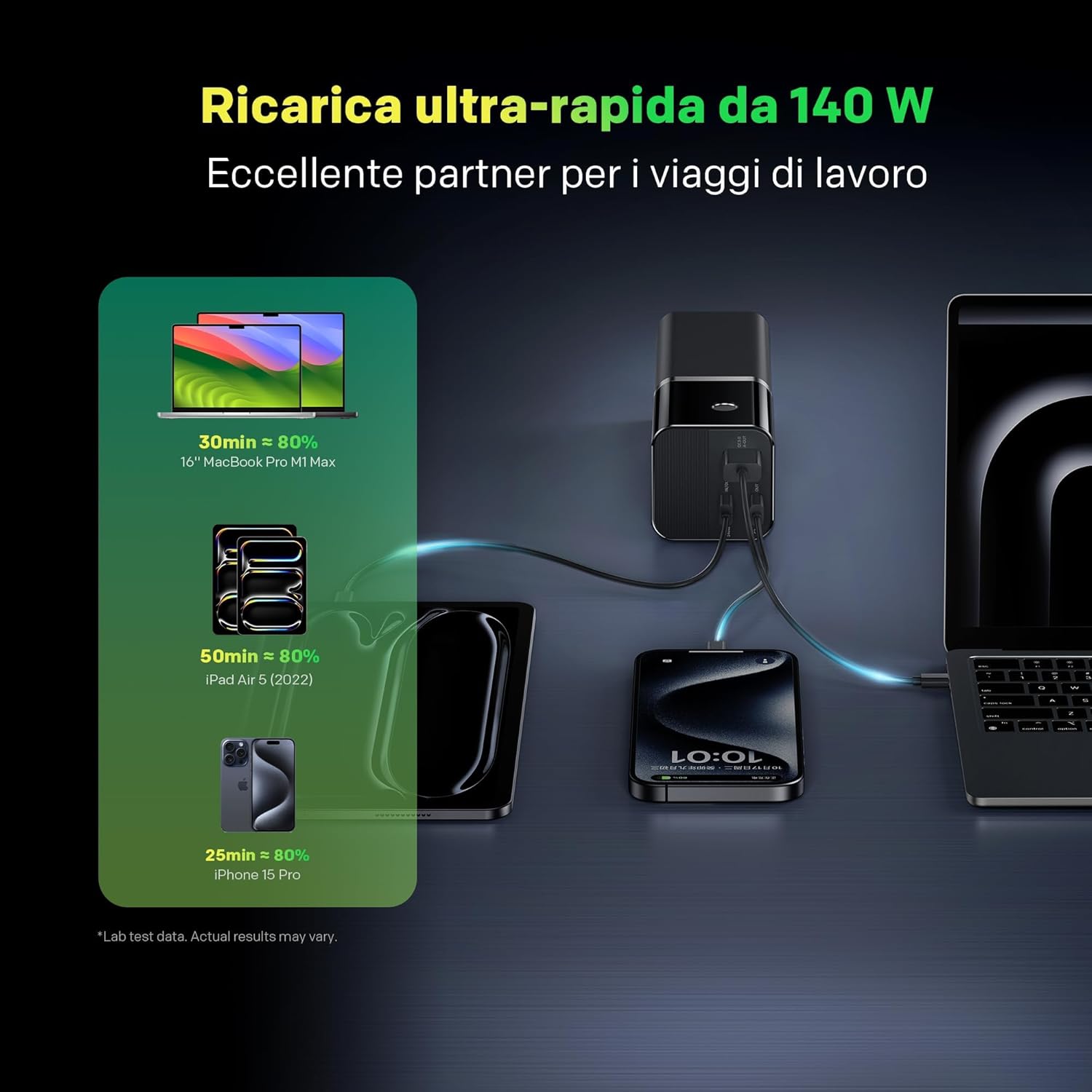 Detalle de Strong S-19 Power Bank Portatile 12000mAh: ricarica ultra-rapida 176W, display TFT e design rugged