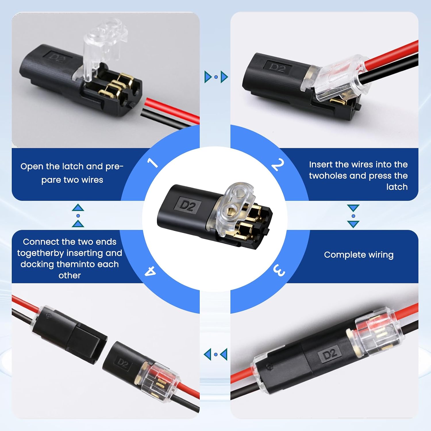 Detalle de Double-Wire Plug-In Connector, 18–22 AWG
