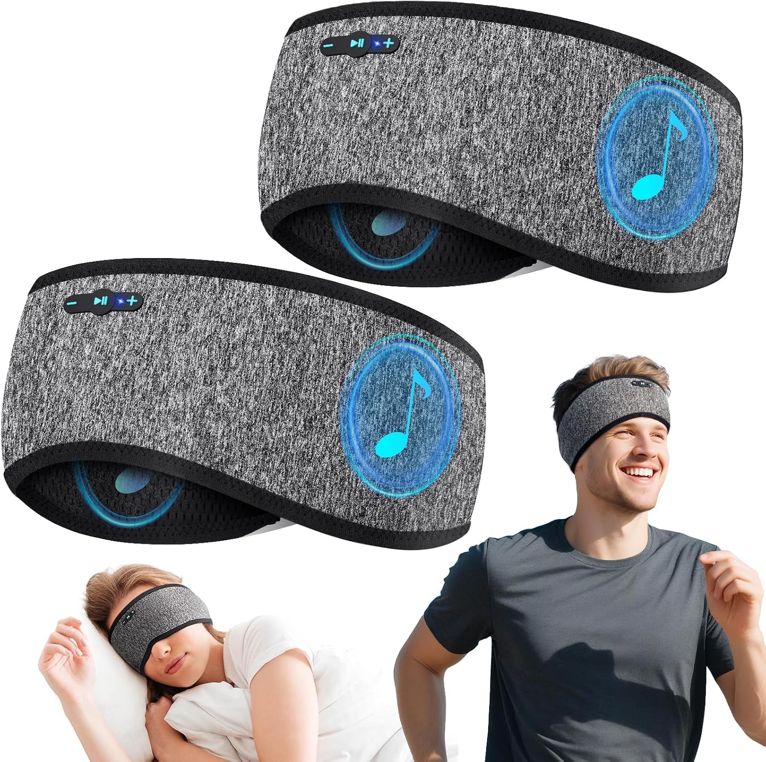 Detalle de Veeniitosr Sleep Headphones Bluetooth 6.0 Headband — 3-in-1 Sleep, Workout & Eye Mask