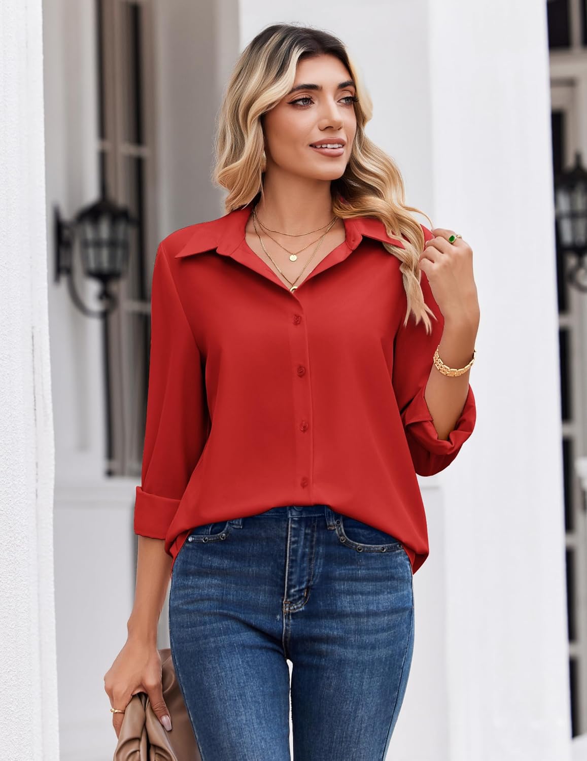 Thumbnail 2 de Zeagoo Button Down Shirts for Women: Dressy Floral Printed Long Sleeve Blouse for Work and Casual