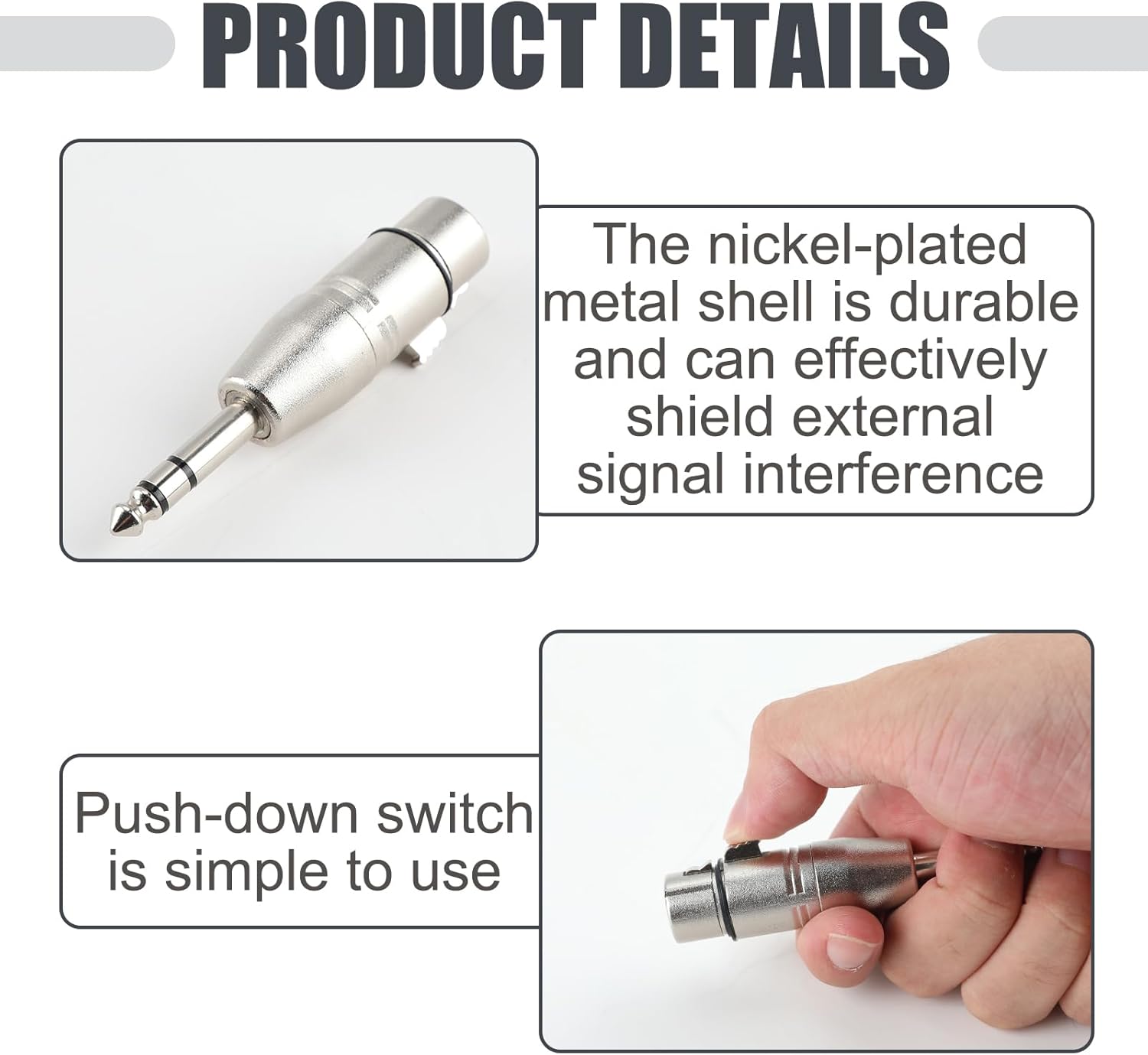 Thumbnail 3 de talNite XLR to 1/4 inch TRS Adapter (Balanced), 2-pack — XLR Female to TRS Jack
